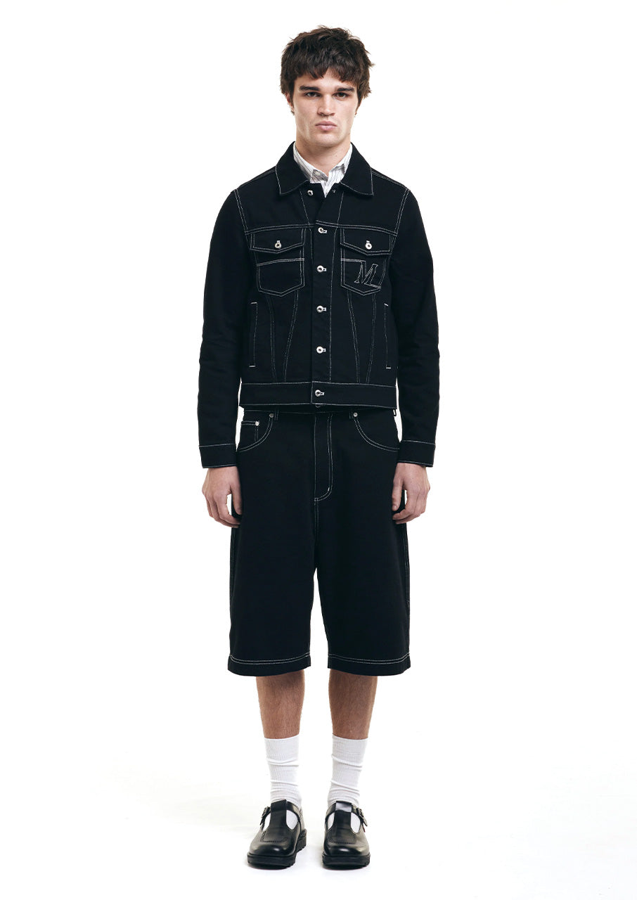 MAINS BLACK DENIM SHORTS