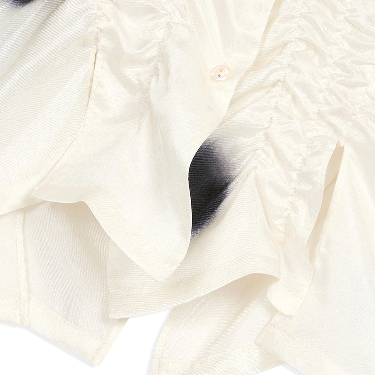 OPEN YY OVER SHIRRED DOT BLOUSE