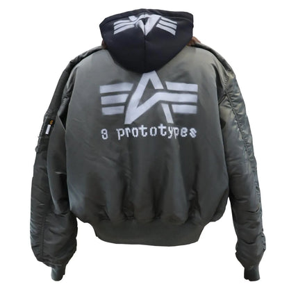 PROTOTYPES TECHNICAL NYLON+FUR KHAKI FUR LINED BOMBER