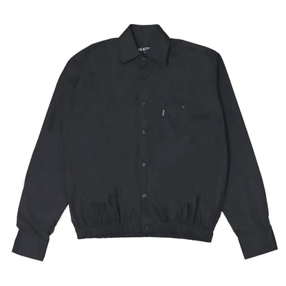MAINS BLACK LONG SLEEVE SHIRT WITH ELASTICATED HEM