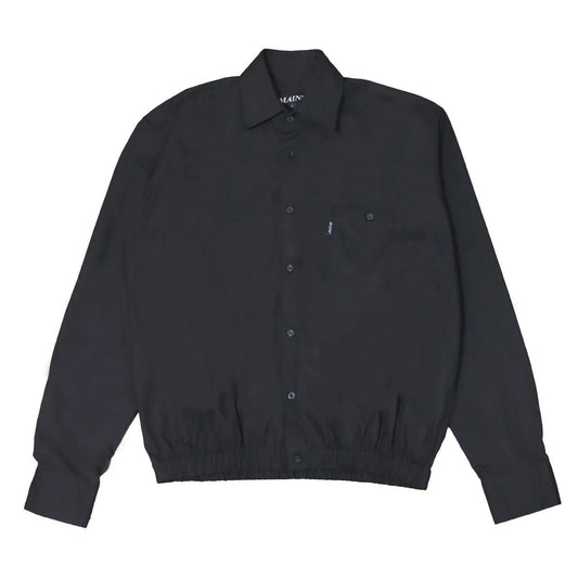 MAINS BLACK LONG SLEEVE SHIRT WITH ELASTICATED HEM