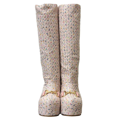 LAURA ANDRASCHKO TWEED RIDING BOOT BLUSH