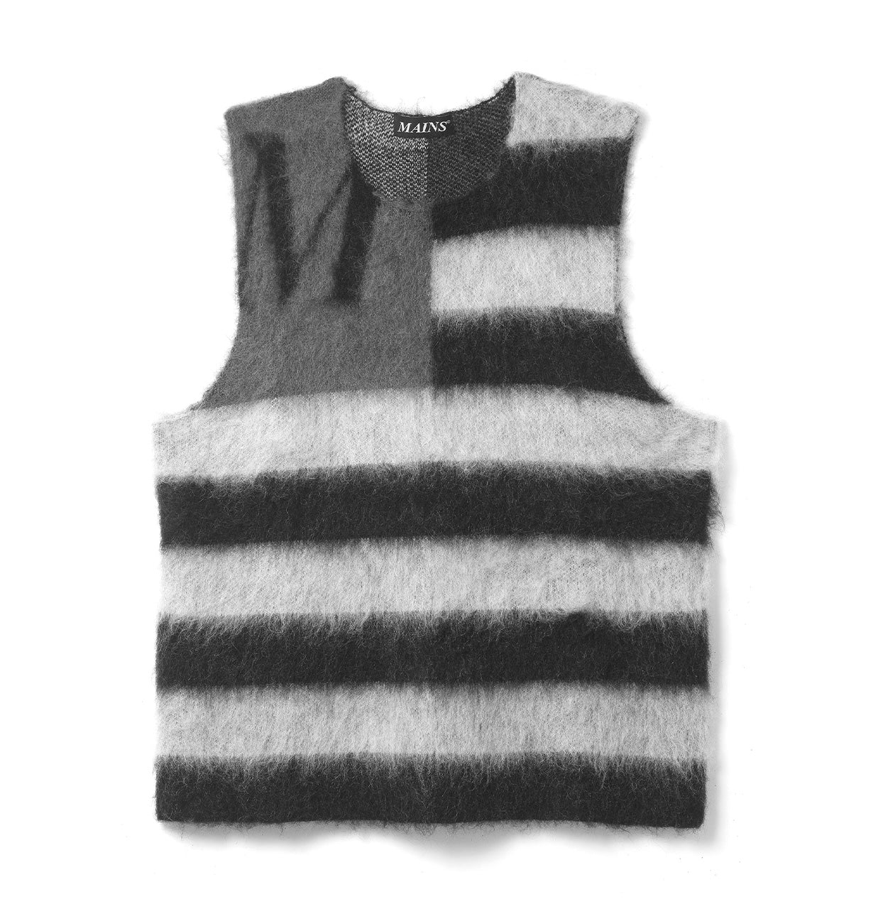 MAINS GREY MOHAIR KNITTED VEST