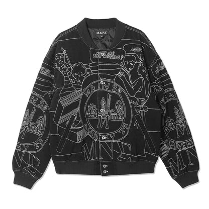MAINS BLACK EMBROIDERED BOMBER