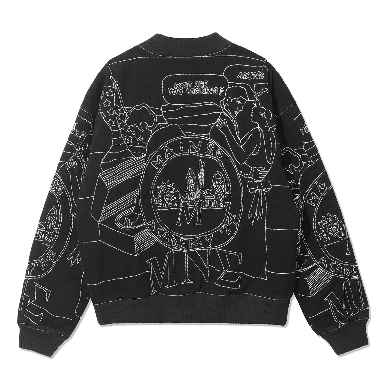 MAINS BLACK EMBROIDERED BOMBER