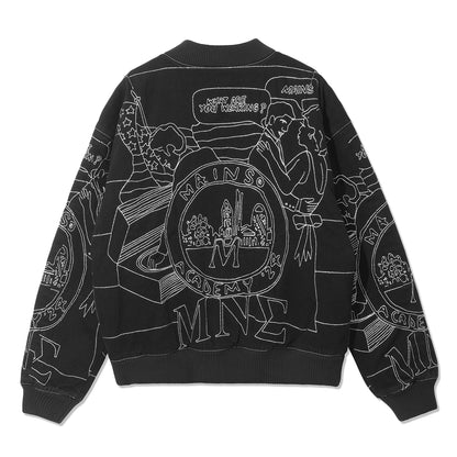 MAINS BLACK EMBROIDERED BOMBER