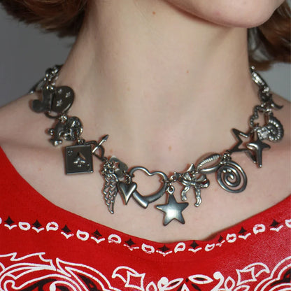 MARLAND BACKUS CHROME CHARM NECKLACE