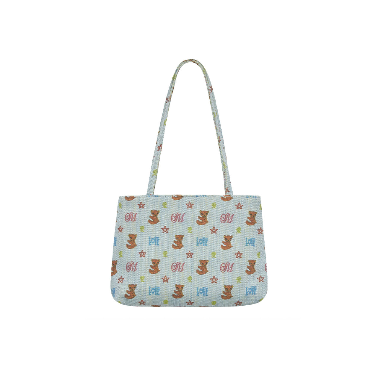 MOMENTEL FULL PRINTED BEAR DENIM MINI BAG