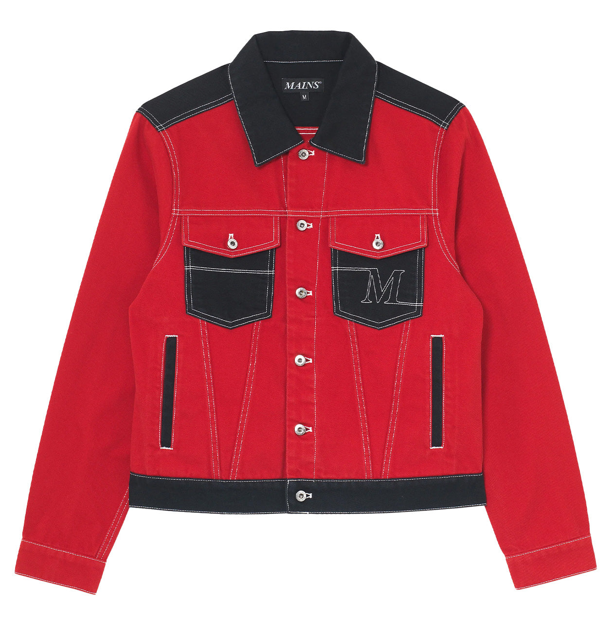 MAINS RED & BLACK DENIM JACKET