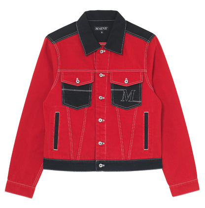 MAINS RED & BLACK DENIM JACKET