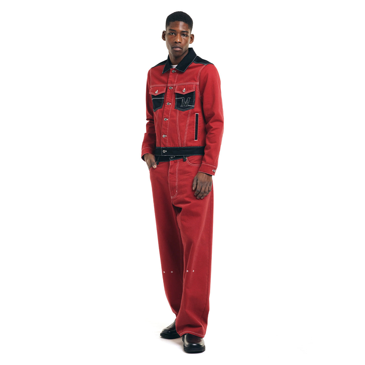 MAINS RED & BLACK DENIM JACKET