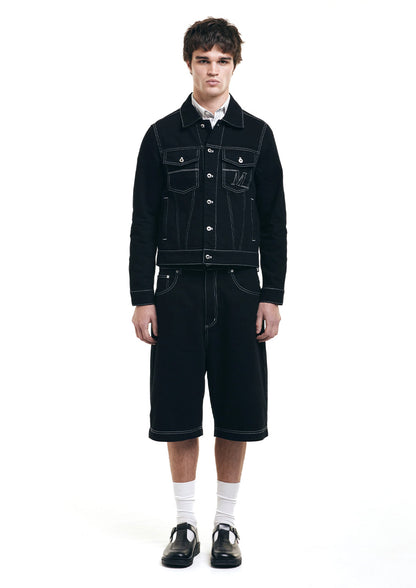 MAINS BLACK DENIM SHORTS