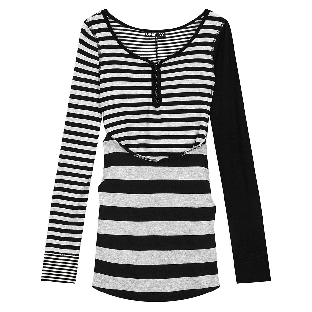 OPEN YY STRIPE CONVERTIBLE HOOK TOP DRESS