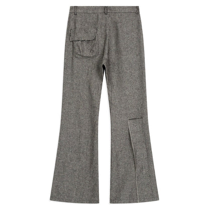 OPEN YY LINEN PANELLED RAW-CUT PANTS